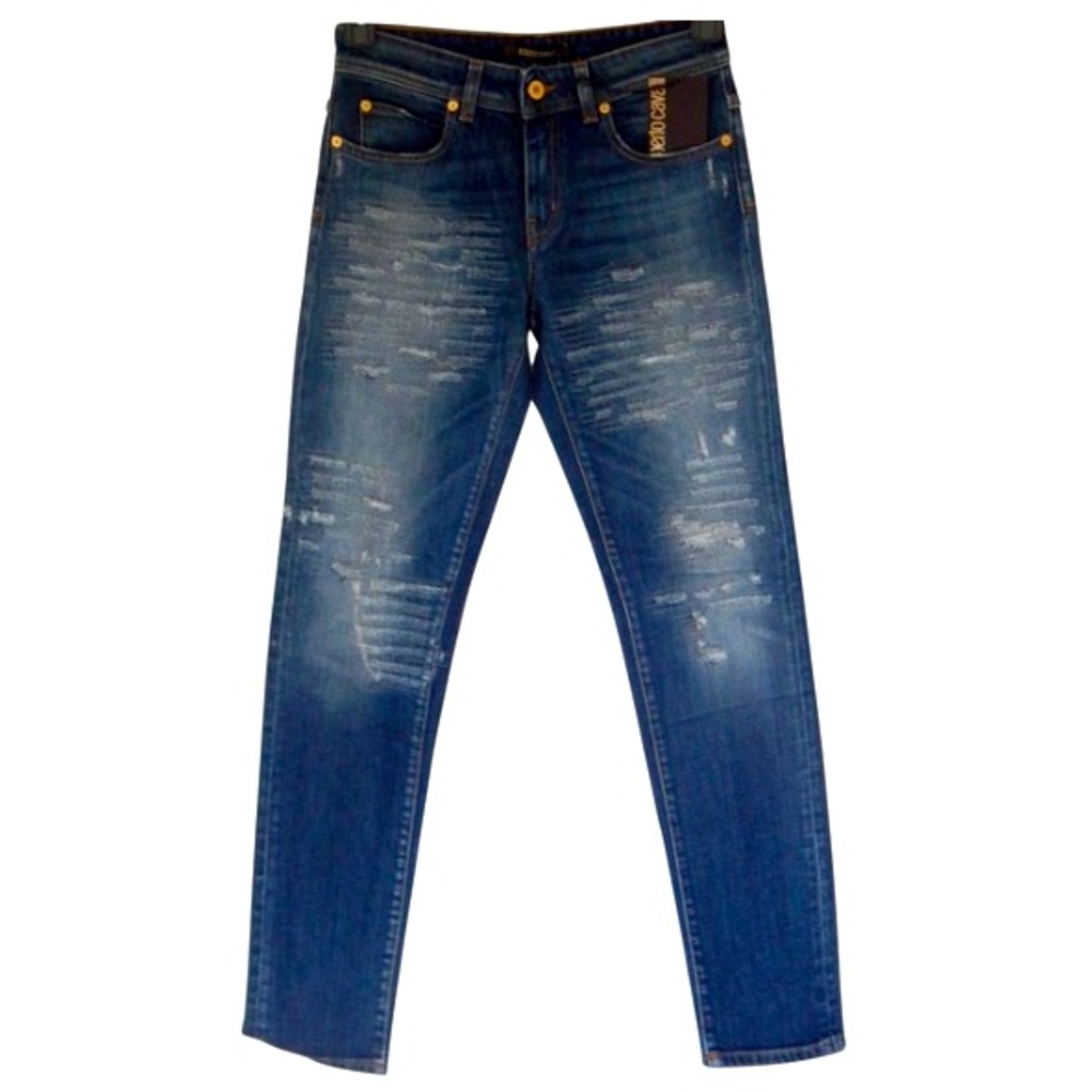 Roberto Cavalli 98% Cotton Distressed/Destroyed Embroidered Pocket Jeans‎ NWOT 4